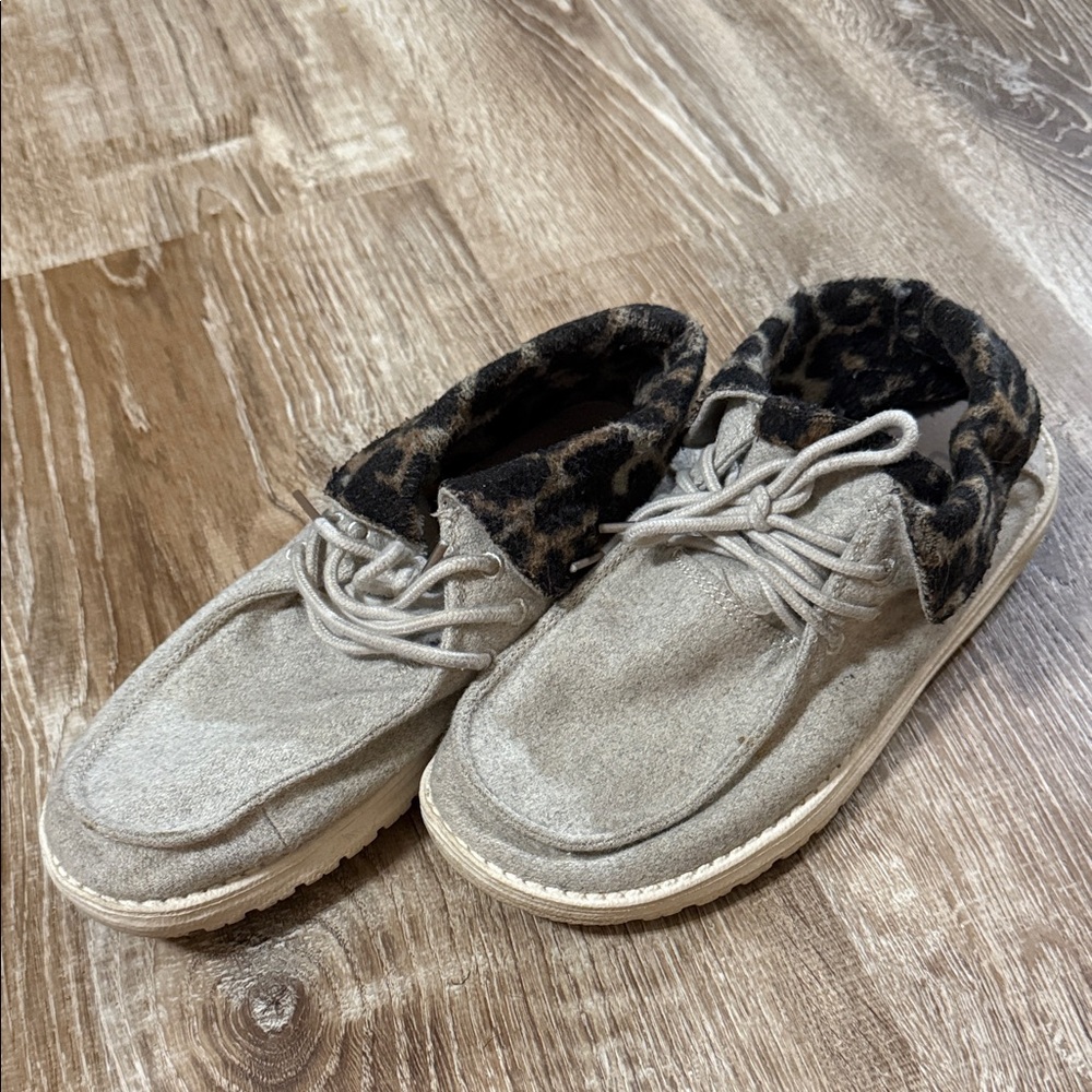 Leopard Print Lined Moccasin Slippers Hey Dudes